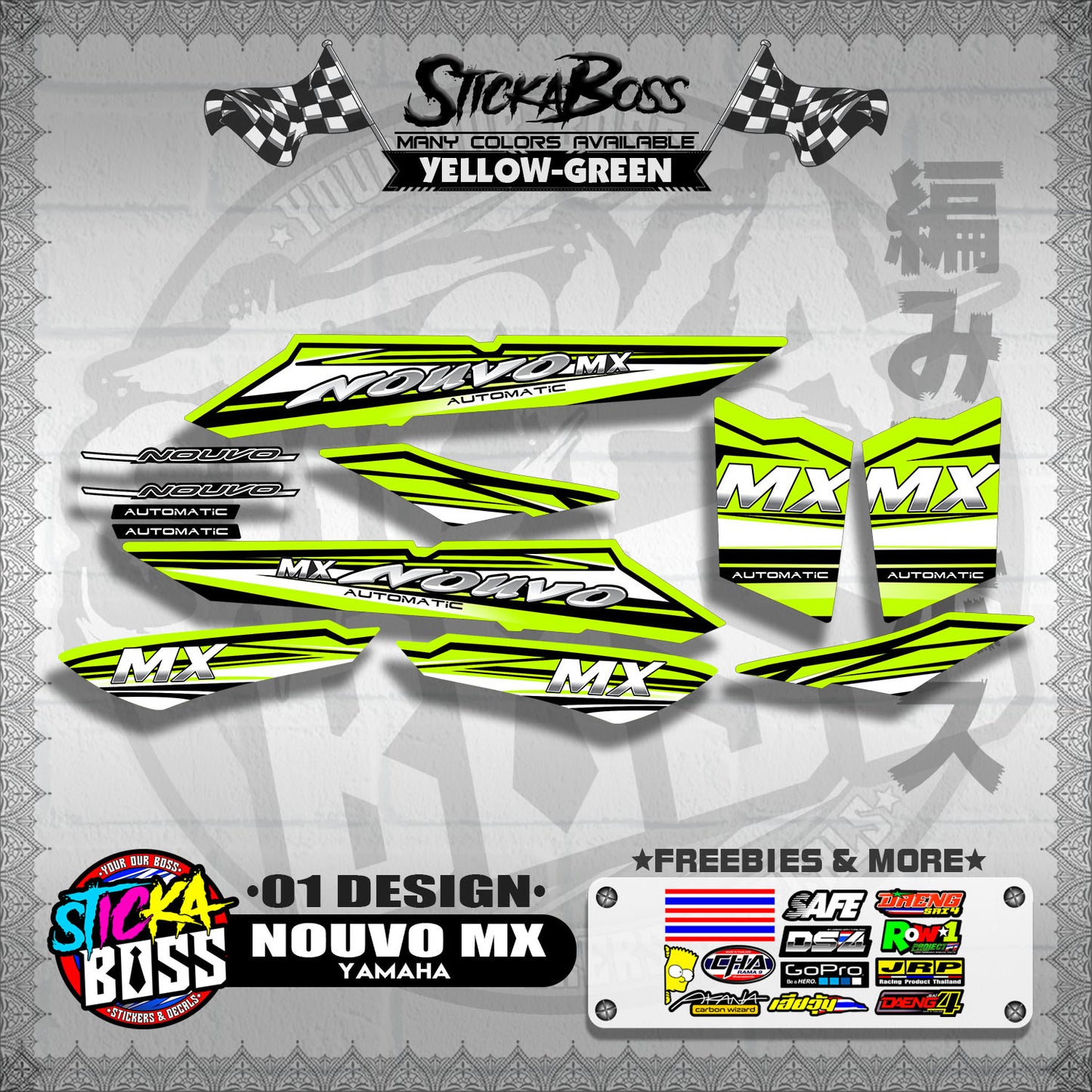 NOUVO MX STOCK DECALS ( 01 DESIGN )【WITH FREEBIES】