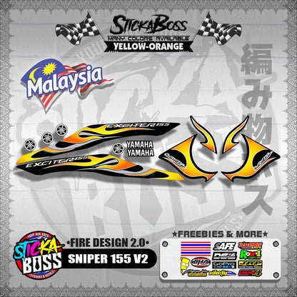 SNIPER 155 V2 MALAYSIAN DECALS ( FIRE DESIGN 2.0 )【WITH FREEBIES】