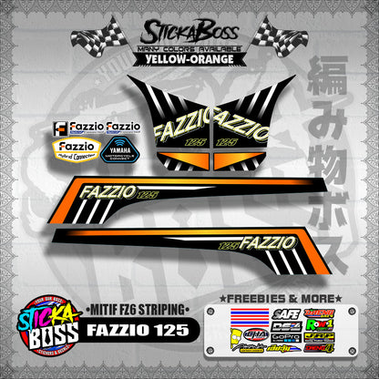 FAZZIO 125 DECALS ( MITIF FZ6 STRIPING )【WITH FREEBIES】