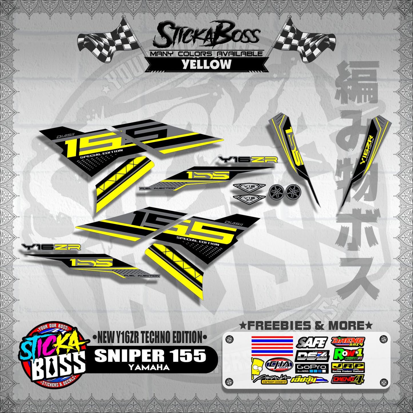 SNIPER 155 DECALS ( NEW Y16ZR TECHNO EDITION )【WITH FREEBIES】