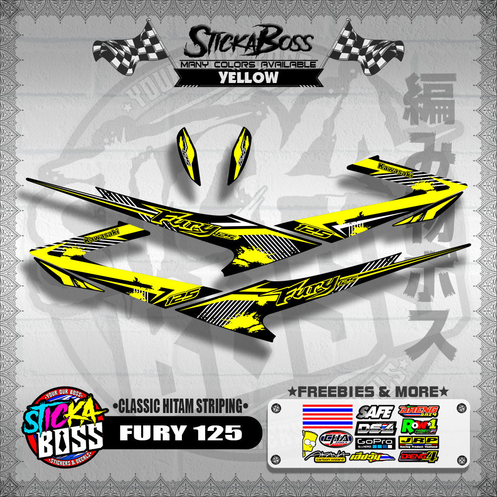 FURY 125 DECALS ( CLASSIC HITAM STRIPING )【WITH FREEBIES】