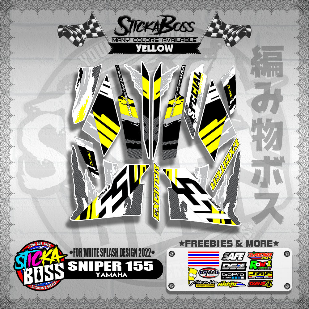 SNIPER 155 NEW STOCK DECALS ( FOR WHITE SPLASH DESIGN 2022 )【WITH FREEBIES】