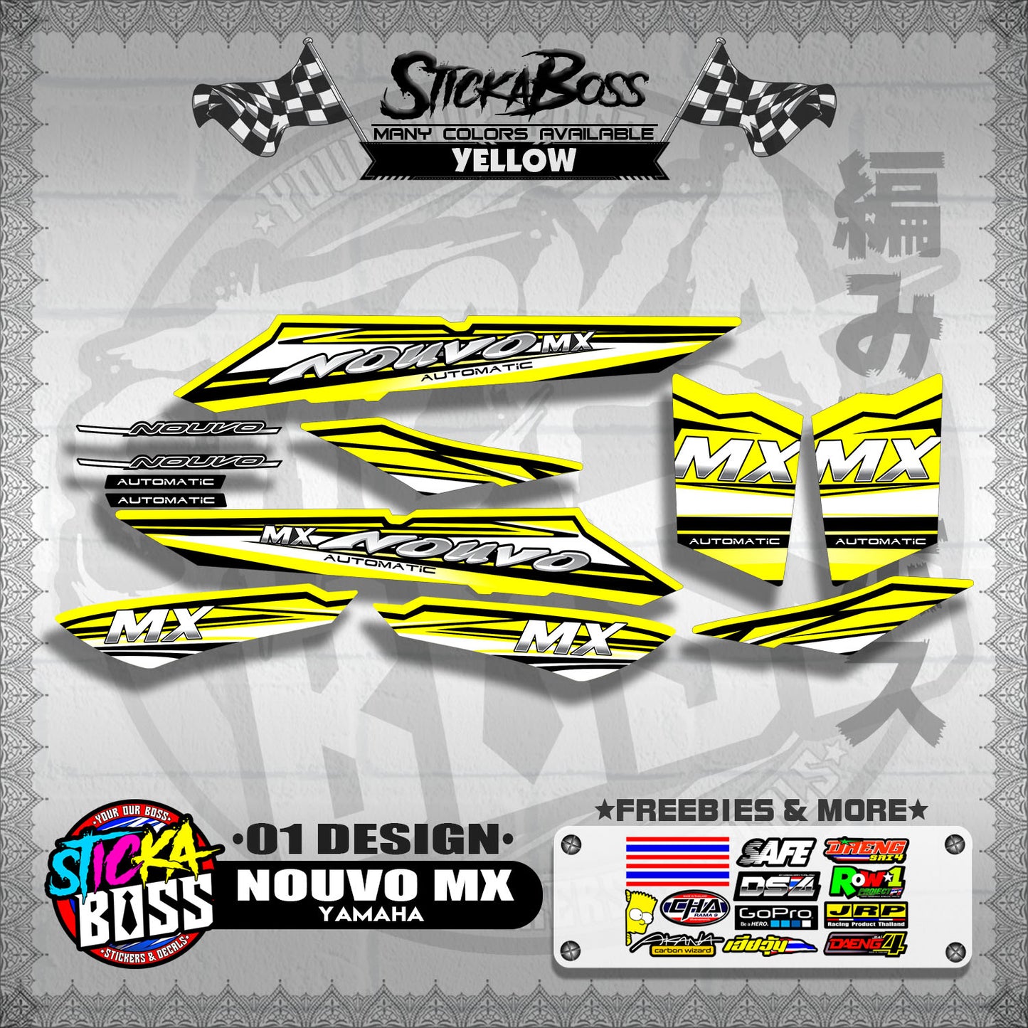 NOUVO MX STOCK DECALS ( 01 DESIGN )【WITH FREEBIES】