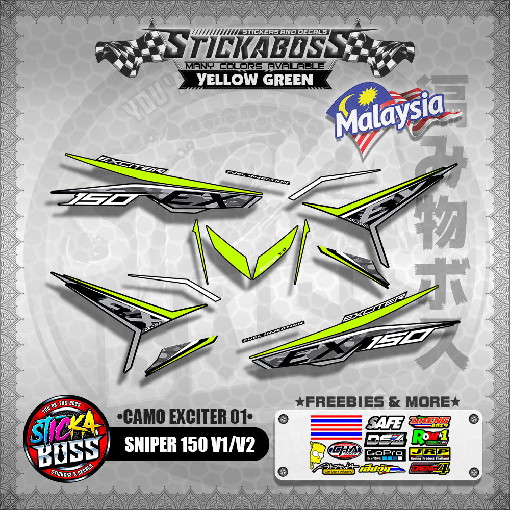 SNIPER 150 V1 / V2 MALAYSIAN DECALS ( CAMO EXCITER 01 )【WITH FREEBIES】MALAYSIA CONCEPT