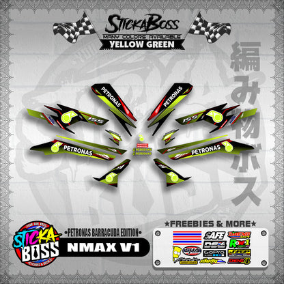 NMAX V1 DECALS ( PETRONAS BARRACUDA EDITION )【WITH FREEBIES】