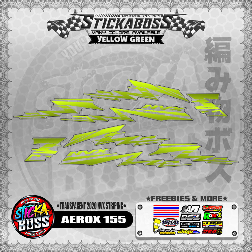 【PREMIUM UV PRINT】TRANSPARENT AEROX 155 DECALS ( 2020 NVX STRIPING )【WITH FREEBIES】