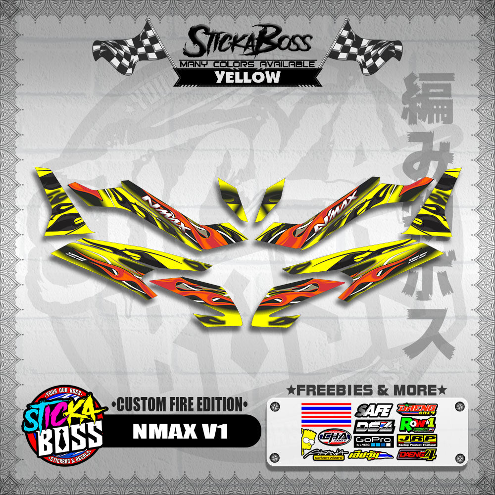 NMAX V1 DECALS ( CUSTOM FIRE EDITION )【WITH FREEBIES】